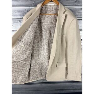Ralph Lauren 100% Linen Sport Coat Blazer Jacket Size 50 Beige Black Label